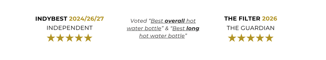 The Filter 2026, The Guardian; IndyBest 2024, Independent — voted Best overall hot water bottle and Best long hot water bottle