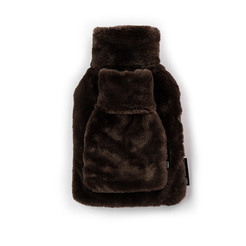 Little and Large Chocolate Faux Fur Hot Water Bottle Gift Set