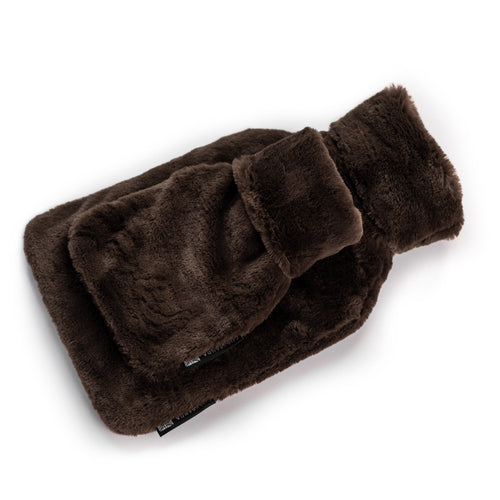 Little and Large Dark Brown Recycled Faux Fur Hot Water Bottle Gift Set